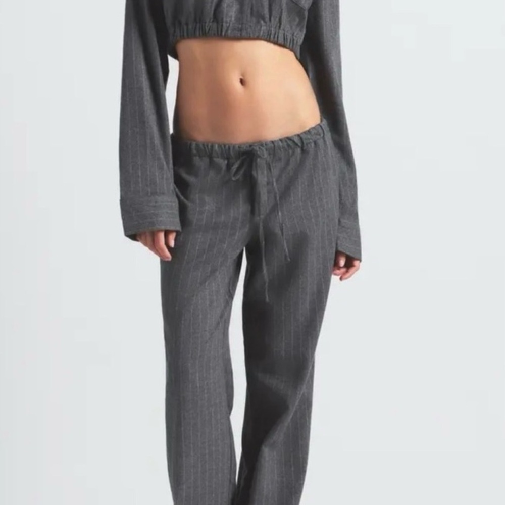 Gray Pinstripe Lounge Set